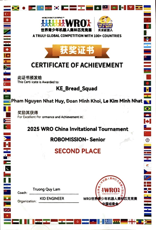 Certificate for Silver · WRO China Invitational, 2025